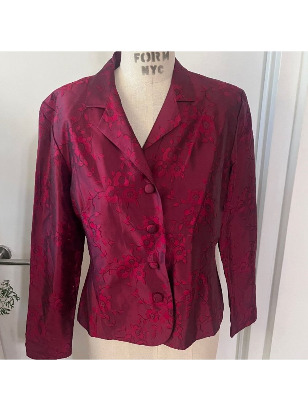 VTG OBERON Silk Jacquard Floral Blazer Size 12‎